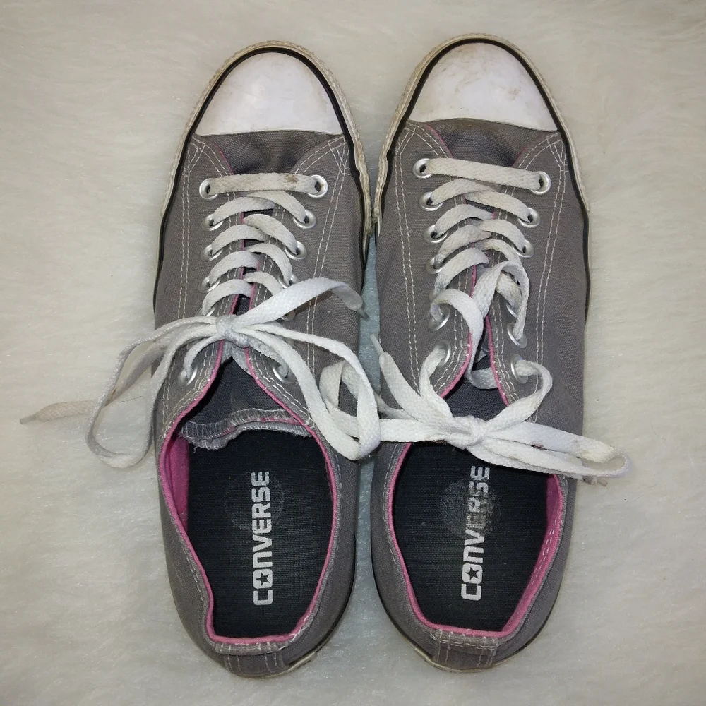 SHOES Converse low, double tongue,  pink & gray, size 10.5 - Picture 11 of 11